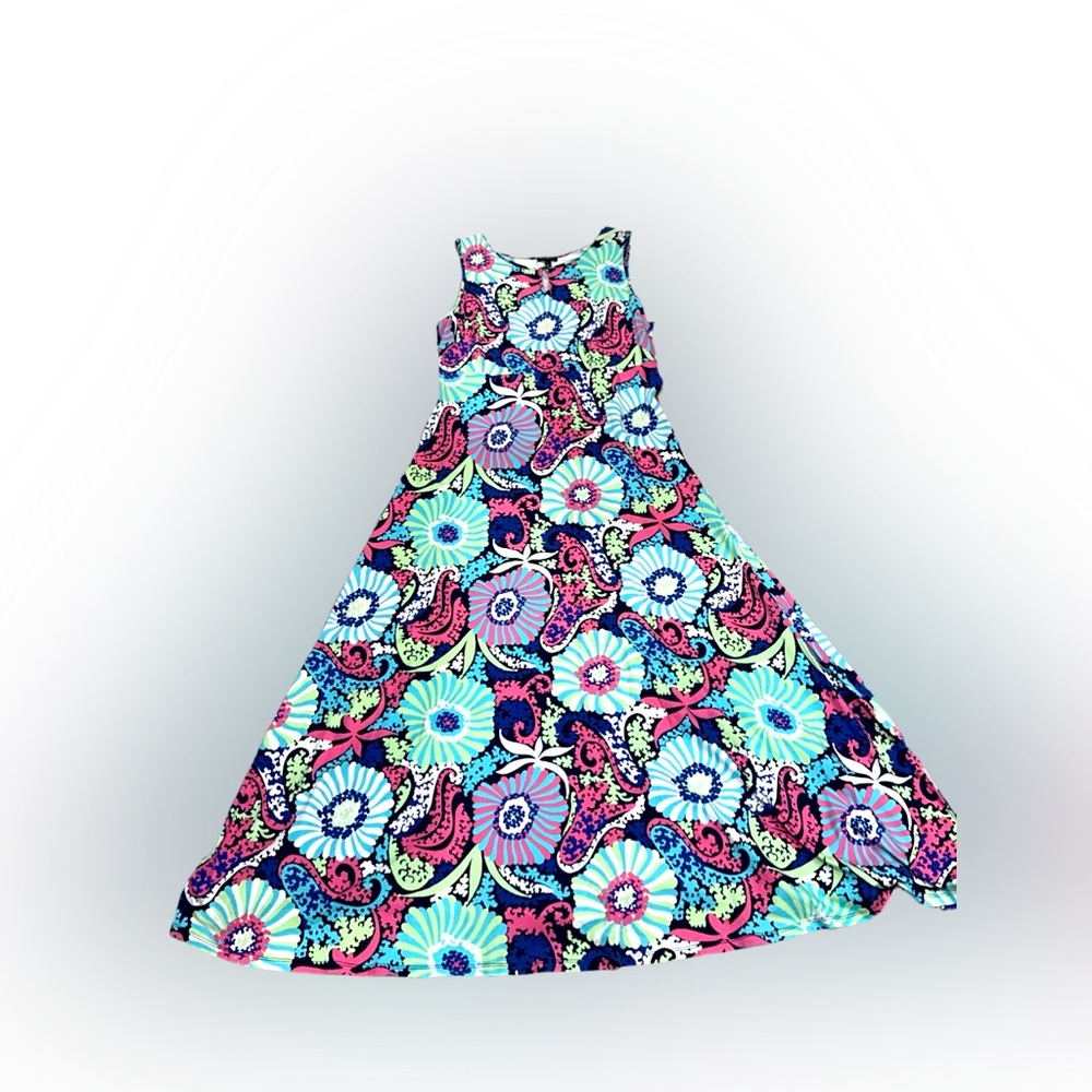 Talbots Sleeveless Maxi Dress Large Multicolor Paisley Floral Print - Picture 4 of 8